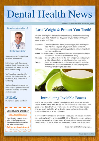 Free Sample Dentist And Dental Newsletter Template